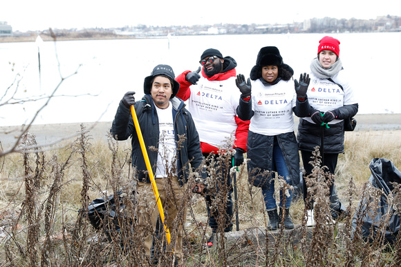 Delta Airlines MLK Jr. Day of Service with Queens Borough President, Donovan Richards on the Flushing Bay Promenade, World's Fair Marina - January 15th, 2024